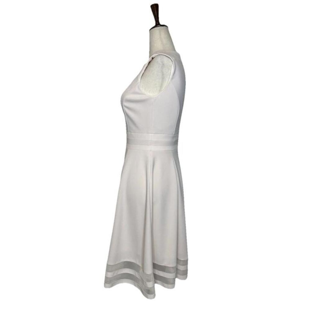 Calvin Klein Size 2 Illusion Trim Sleeveless Fit Flare A Line Dress Pale Pink - Picture 3 of 8